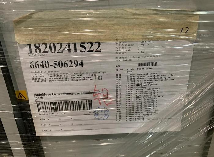 ABB NEW NEVER USED IRB 6640 WITH IRC5 CONTROL TEACH & CABLES
