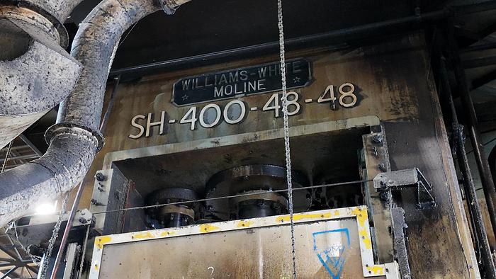 Used WILLIAMS & WHITE 400 TON HYDRAULIC PRESS GIB GUIDED 48" X 48" BED & RAM