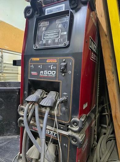 Used FANUC ArcMate 120iC/10L with R30iA Controller and Lincoln Electric R500 Dual Table and Rotary Table Welding Cell