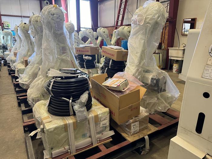 Used MULTIPLE NEW NEVER USED KAWASAKI ROBOT MODEL RS020N, 20KG X 1725MM REACH WITH EO1 CONTROLS, CABLES & TEACH