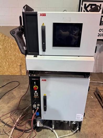 Used 1-ABB IRB 4600-40/2.55 with IRC5 Controller Date of Mfg.: 2021-07-12 Serial Number: 4600-802180 Includes several pallets of accessories, transformers, a riser, and cables and teach pendant.