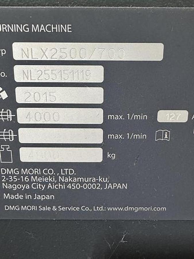 Used DMG MORI NLX 2500/700 2 AXIS CNC LATHE WITH CHIP BLASTER AND CONVEYOR