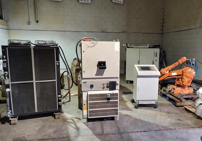 Used ROBOTIC LASER CELL, USING AN ABB IRB 2400 robot / 2005 GSI Lumonics JK745TR nd Yag laser rated at 150J / 850 watts.ONLY 744 HOURS!