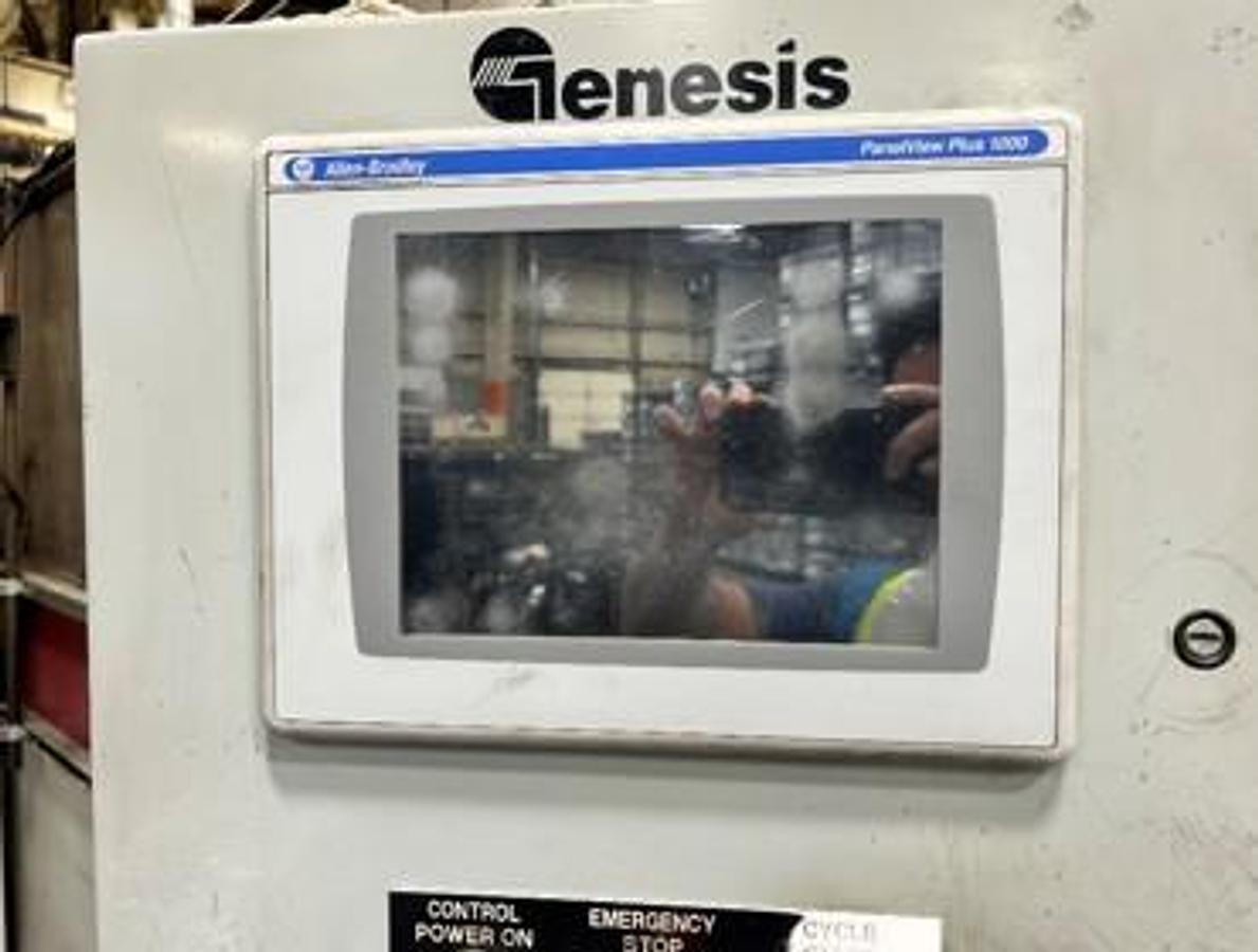 Used 2015 GENESIS/FANUC  DUAL FANUC ROBOT, DUAL TRUNION MIG WELDING CELL WITH FULL ENCLOSURE, VERY LOW HOURS