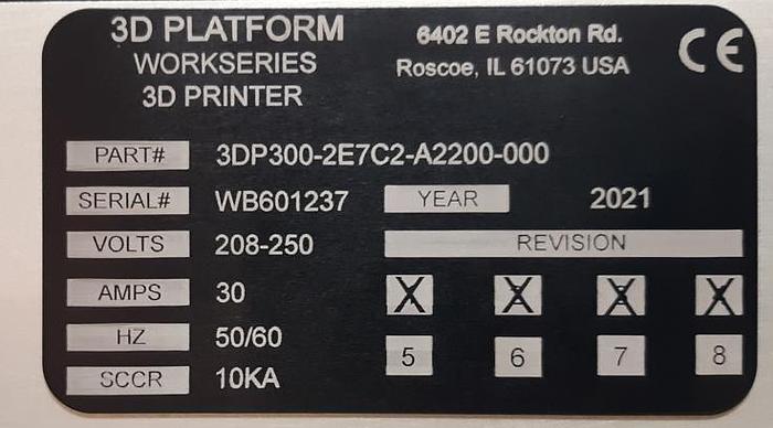 Used 2021 3DP  3D PLATFORM 3D PRO WORKBENCH PRO SERIES 300 3D PRINTER