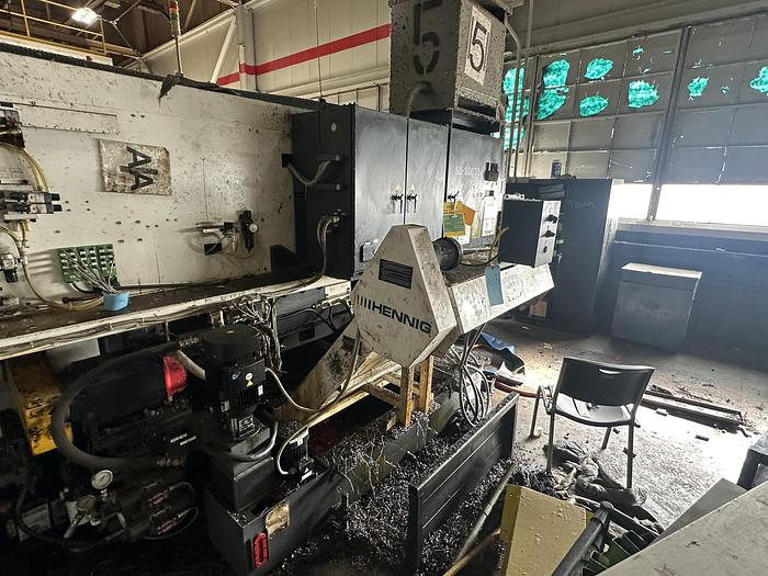 Used 2013 FUJI ANW 35 TWIN TURRET CNC LATHE, TAIL STOCK WITH ROBOT LOAD/UNLOAD AND STOCKER TABLES