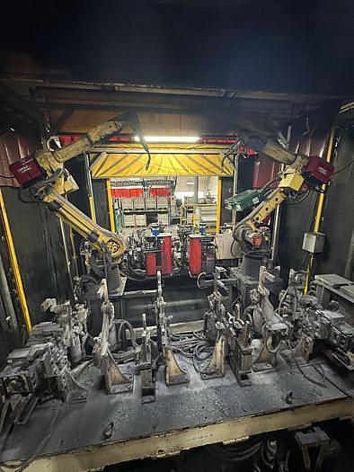 Used LINCOLN ELECTRIC/FANUC  MIG WELDING CELL WITH ARC MATE 120iC & ARC MATE 120iC/12L R-30iB DUAL TRUNNION