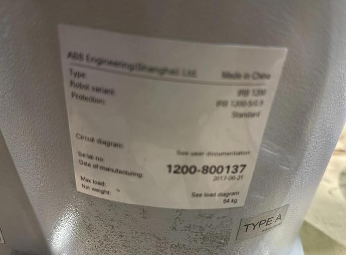 Used ABB IRB 1200-5/0.9 with IRC5 Compact Controller, Teach Pendant, and Cables