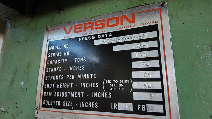 Used VERSON TRANSMAT PRESS TSE2-1500-96-54