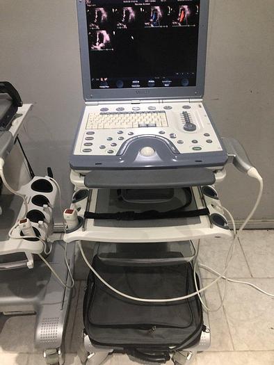Gebraucht GE Vivid i Ultraschallsystem mit Kardio Sonde Software Version 2.1.16 auf GE Vivid i Trolley