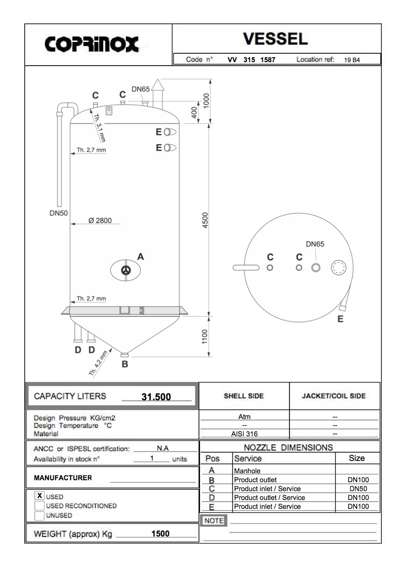 Used 31500 liter tank