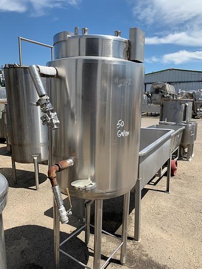 Used 50 Gallon Vertical Stainless Steel Jacketed Tank