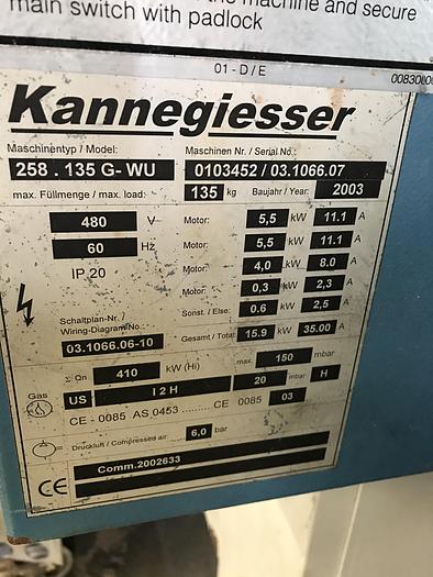 Used 2003 KANNEGIESSER 135KG SYSTEM DRYERS (5 AVAILABLE)