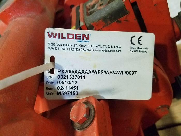Used Wilden Diaphragm Pump PX20 /AAAA/WFS/WF/AWF/0697 Year 2012 Two Available