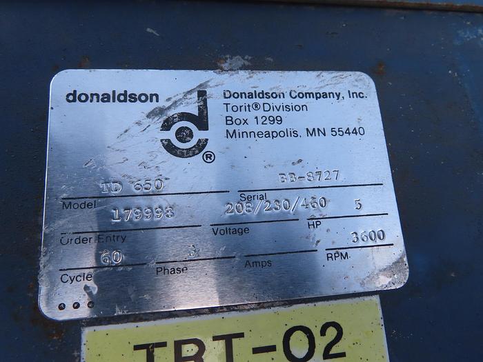 Used DONALDSON TORIT TD-650 PULSE JET DUST COLLECTOR - 5 HP