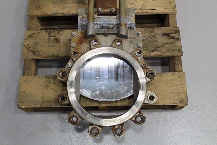 Used Wey Valve 10" Air Operated Knife Gate Valve, Stainless Steel Body #43926