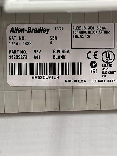 Used Allen-Bradley 1794-ADN SER B, 1794-TB3S Ser A, 1794-IB16 Ser A, 1794-OB16P Ser A 