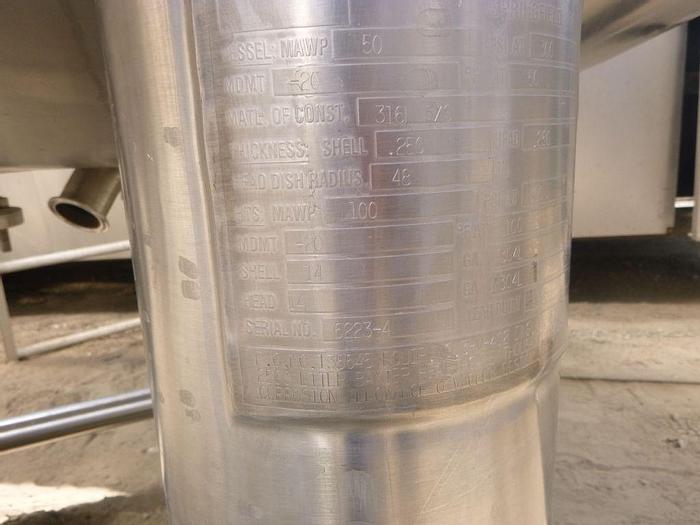 Used Reactor, 660 Gallon, 316L S/st, Jkt, 50 PSI, Precision A #S744207
