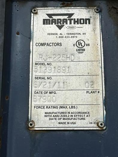 Used Marathon Ram Jet Model 225 2-Yard Stationary Machine for Chute Feed