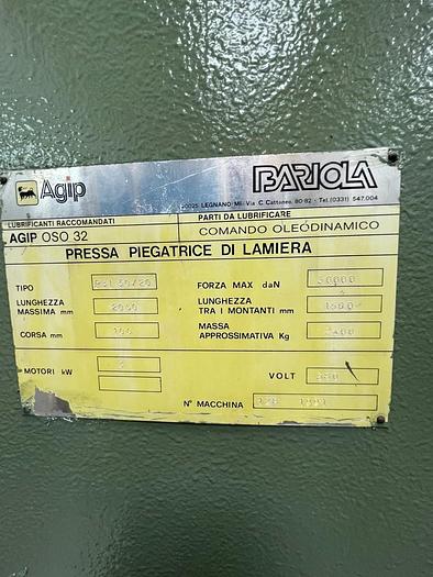 Usato PIEGATRICE BARIOLA IDRAULICA 2000X30 TON