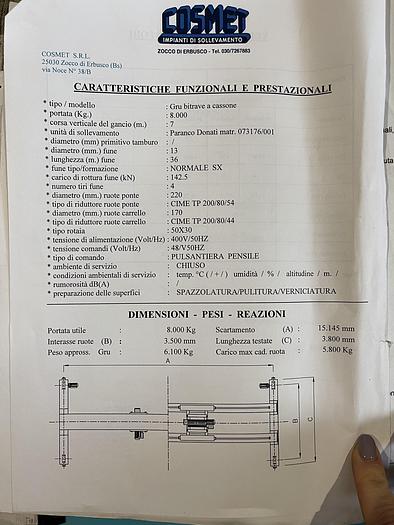 Usato CARROPONTE COSMET PORTATA 8 TON