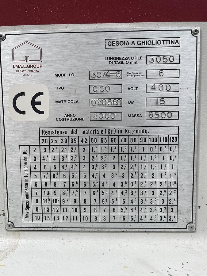 Usato CESOIA IMAL IDRAUILICA 3050X6 