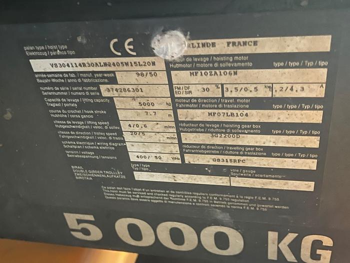 Usato CARROPONTE EMMEGIESSE 5000KG
