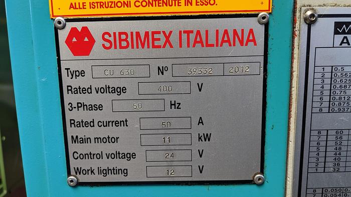 As new Tornio Parallelo SIBIMEX ZMM CU 630