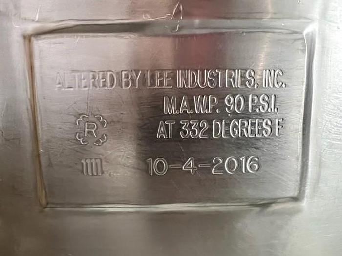Used 125 GALLON LEE TILTING KETTLE - S/S - 90 PSI JACKET