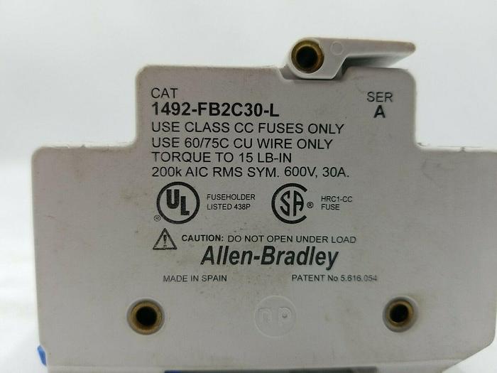 Used Allen Bradley 1492-FB2C30-L Series A Fuse Holder