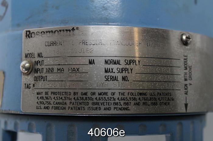 Used Rosemount 3311DS1J1B2 Current To Pressure Transducer #40606