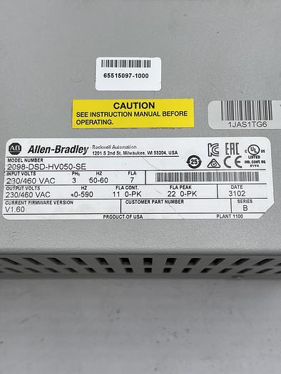 Used Allen-Bradley 2098-DSD-HV050-SE Ser B 