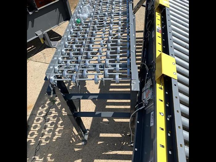 Used CONVEYOR SECTIONS, BALL, ROLLER, POWERED PLC CONTROLLED TRANSFER CONVEYOR,  SAFTEY FENCING