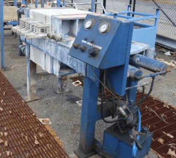 Used 3 CU. FT. HOESCH FILTER PRESS POLYPRO 630MM  AUTOMATIC HYDRAULIC CLOSURE