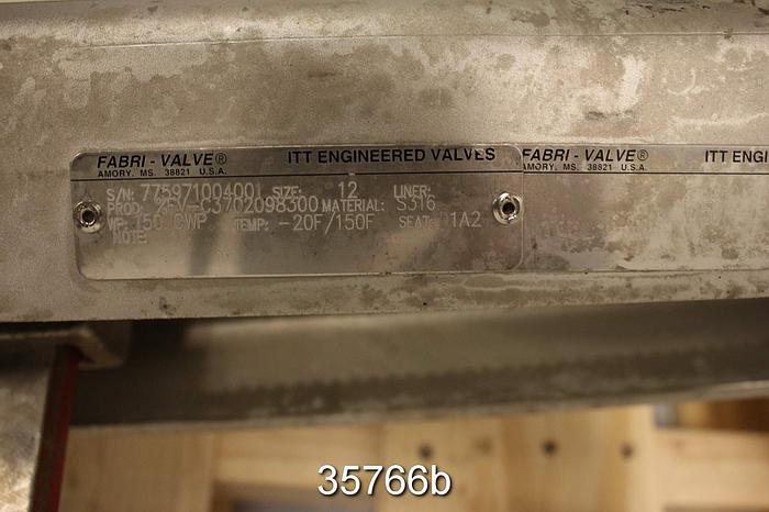 Used Fabri 12" Hand Operated Knife Gate Valve #35766