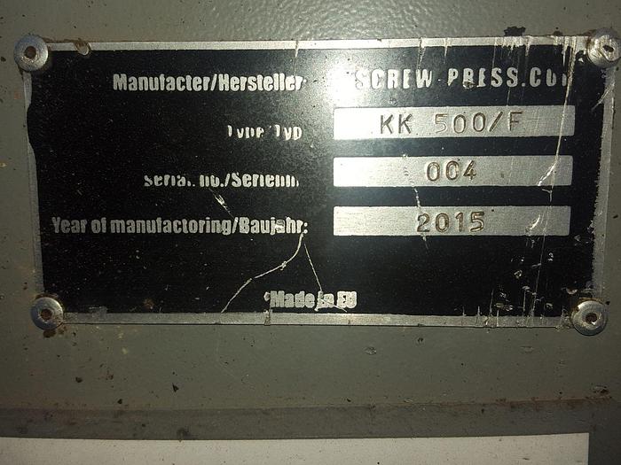 Used 2015 Vegetable Oil Press KK 500/F