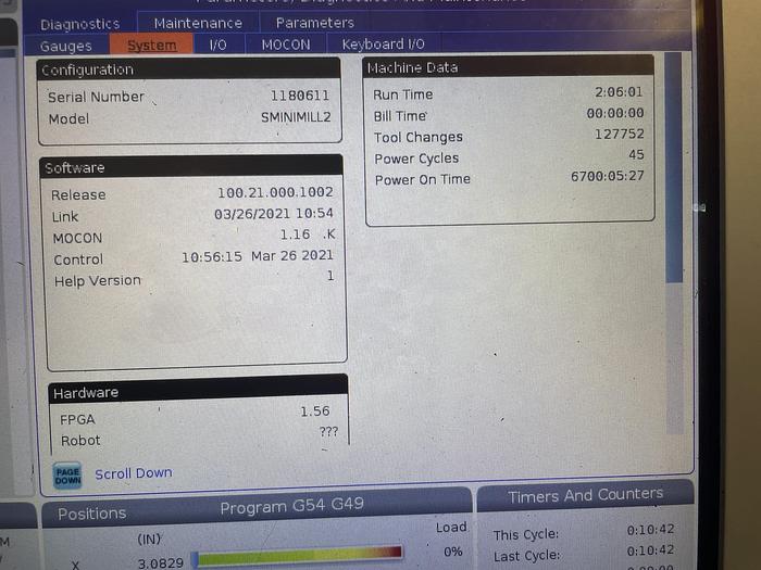 Used 2021 HAAS Super Mini Mill 2 CNC 4-Axis Vertical Machining Center ***Low Hours***