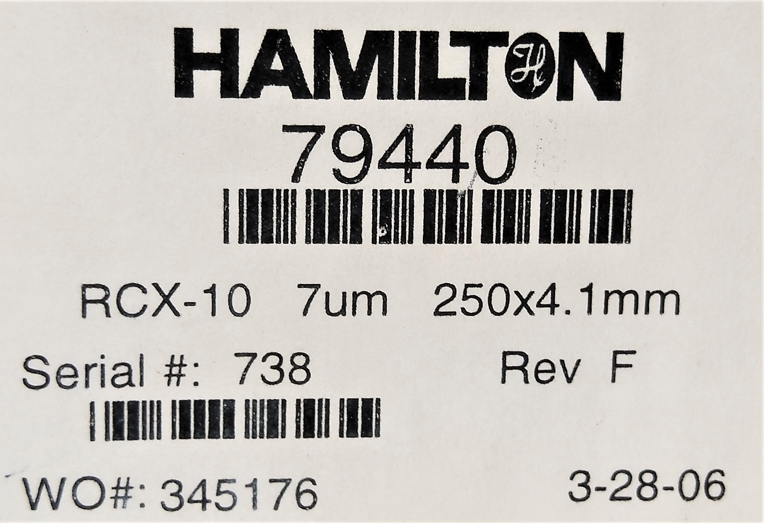 New Open Box (1500) Hamilton RCX-10 Anion Exchange HPLC Column - 25cm x 4.1mm x 7µm