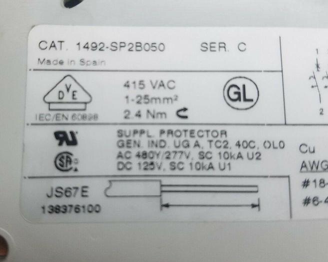 Used Allen-Bradley 1492-SP2B050 Ser. C