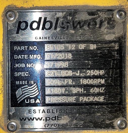 Used Used PdBlower Pressure Package consisting of acoustic housing with (1) Roots 821 RCS-J positive displacement blower