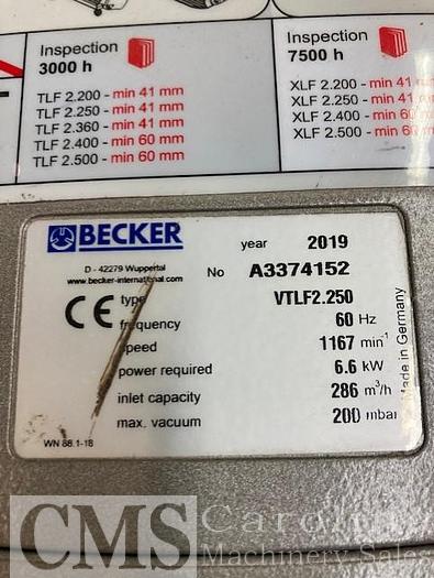 Used 2019 Becker 8 HP Vacuum Pump