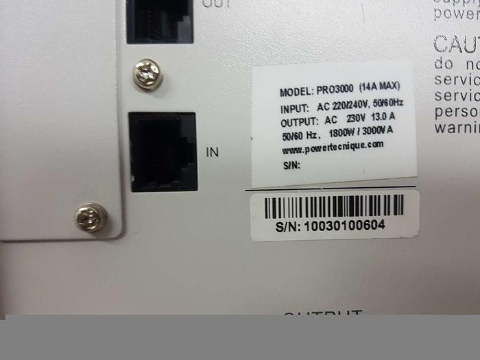 Used POWERTECNIQUE Pro 3000 Uninterruptible Power Supply (UPS)