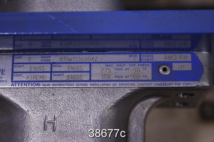 Unused Jamesbury C Wafer-Sphere 8" Butterfly Control Valve #38677