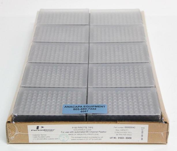 Perkin Elmer P-50 Pipette Tips 96 Well Non-Sterile, 69000042 NEW LOT of 10 (6067