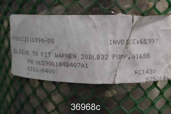 Unused Warren 20DLB32 Pump Shaft Sleeve, Mfg. No. 0659001184 B407A1 #36968