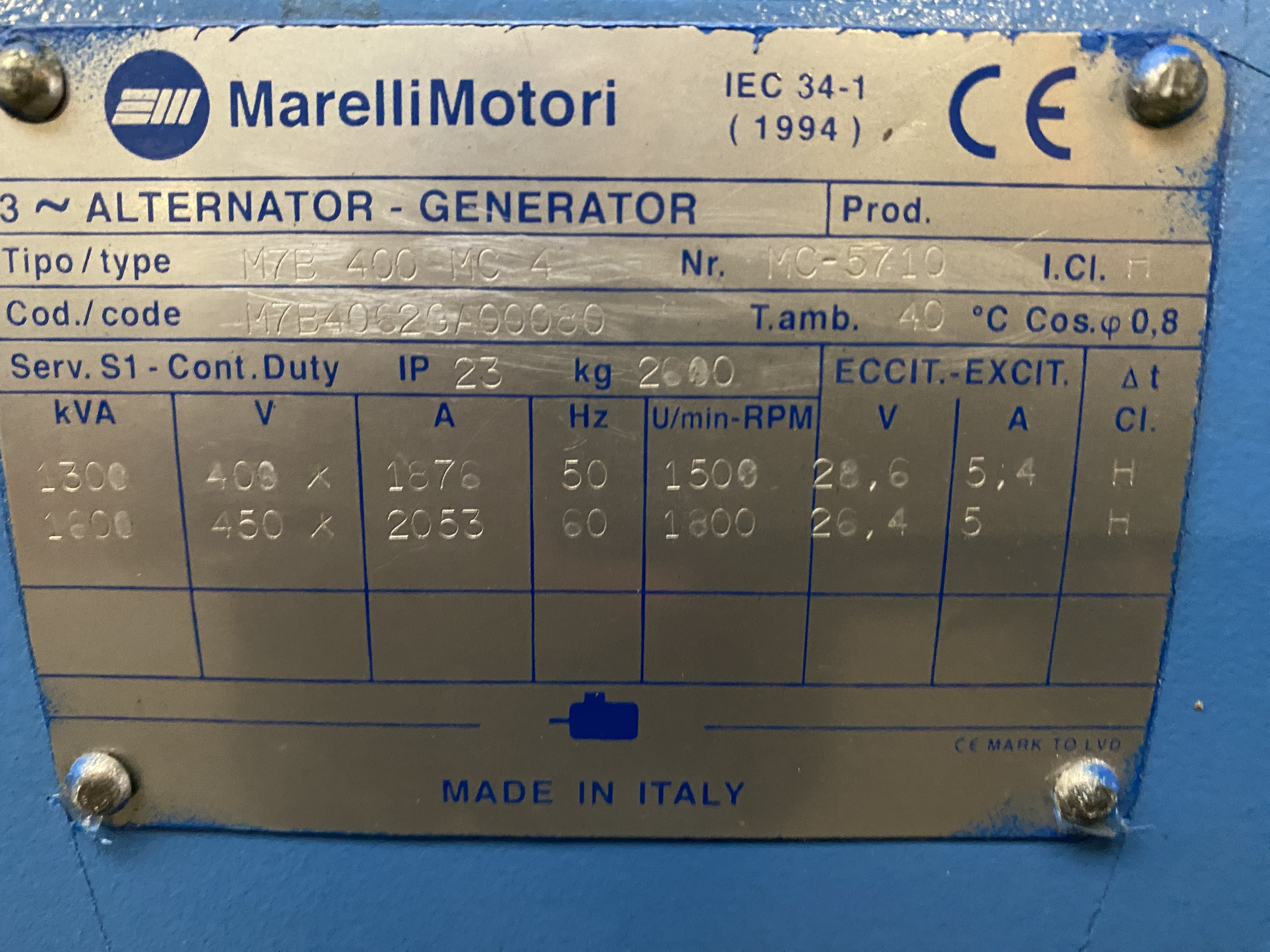 Used 1998 CUMMINS KTA50-G7 / MARELLI DIESEL GEN.SET 1300 KVA