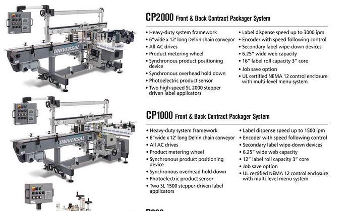 Usado Universal SL-1000 Contract Packager Front Back and wrap labeler