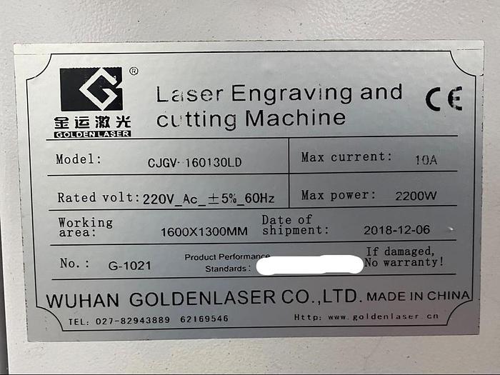Used 2018 Golden Laser CJGV-160130LD