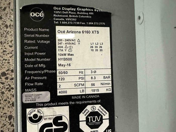 Used 2016 Oce Arizona 6160 XTS