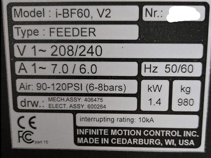 Used 2021 Kongsberg i-BF60 V2 FEEDER & i-MS60 V2 STACKER